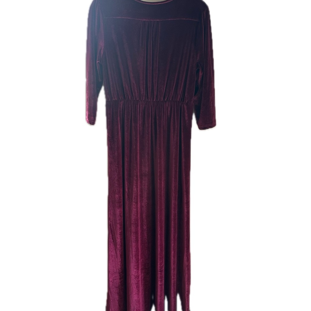Baltic Born Sofia Velvet Long Sleeve Maxi Dress in Mulberry Burgundy Large - Picture 3 of 4